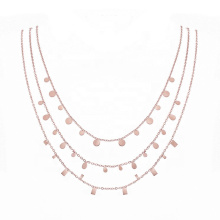 Rose Gold  Little Coins Nectangle Water Drop Sexy Women's Stainless Steel Choker Necklaces Jewelry